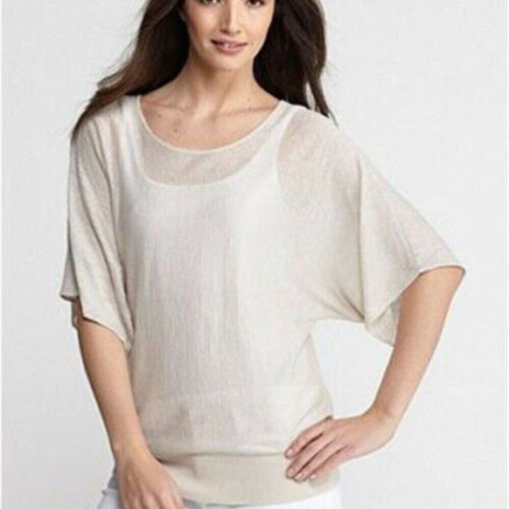 Eileen Fisher Scoop Neck Fine Linen Knit Petite NWT